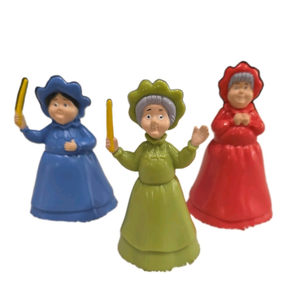 3 VTG Disney Sleeping Beauty Fairy Godmothers Figures Fauna Flora Merryweather